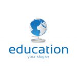 Education Logo – Silver and Blue Globe on Stand